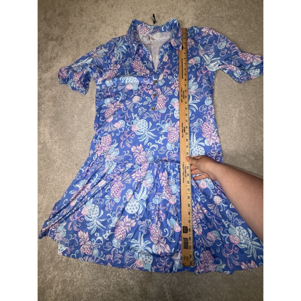 Lilly Pulitzer Bingley Citrus Crush Dress Cotton Blue Preppy Resort Size L - Picture 7 of 10